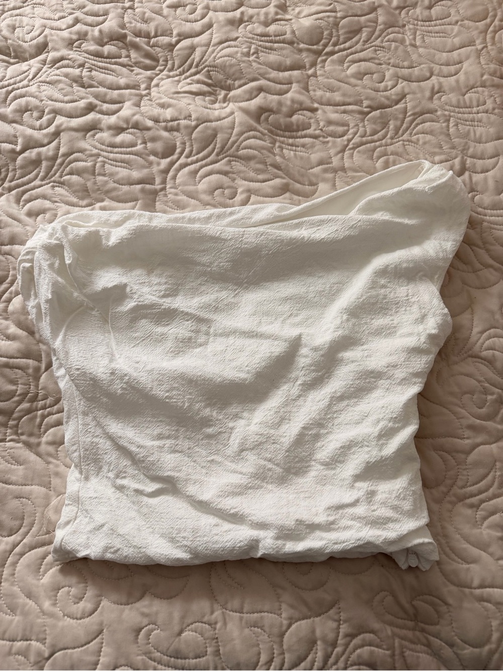Peppermayo white Linen Cotton Blend one shoulder crop top in a US 4